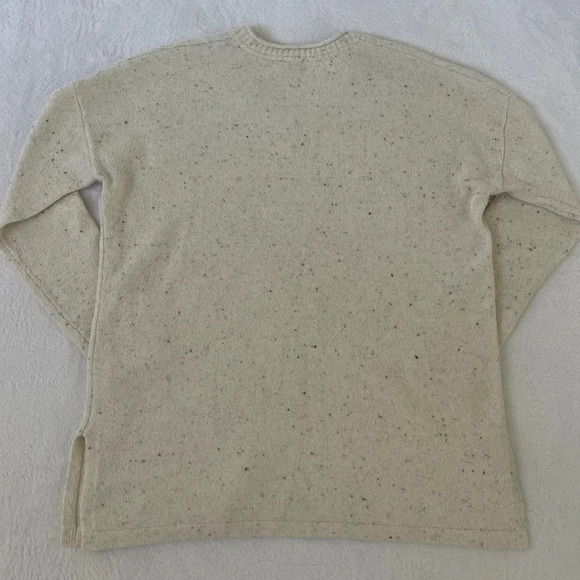 J Jill Pure Jill Sweater XS Petite White Speckled Knit V-Neck Tunic Pullover - Picture 9 of 11
